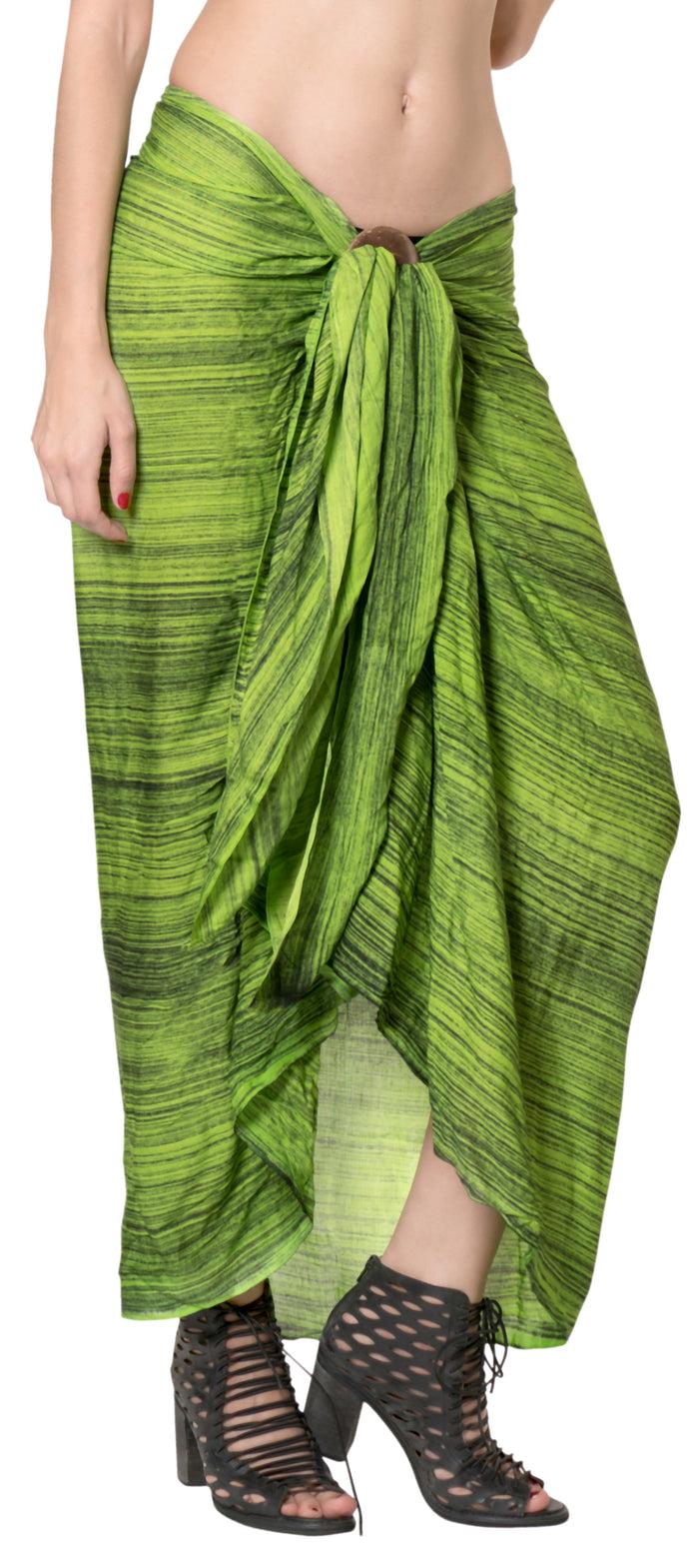 la leela LA LEELA Swim Beach Dress Beach Wear Sarong Tie Dye 78"X43" Green_4493