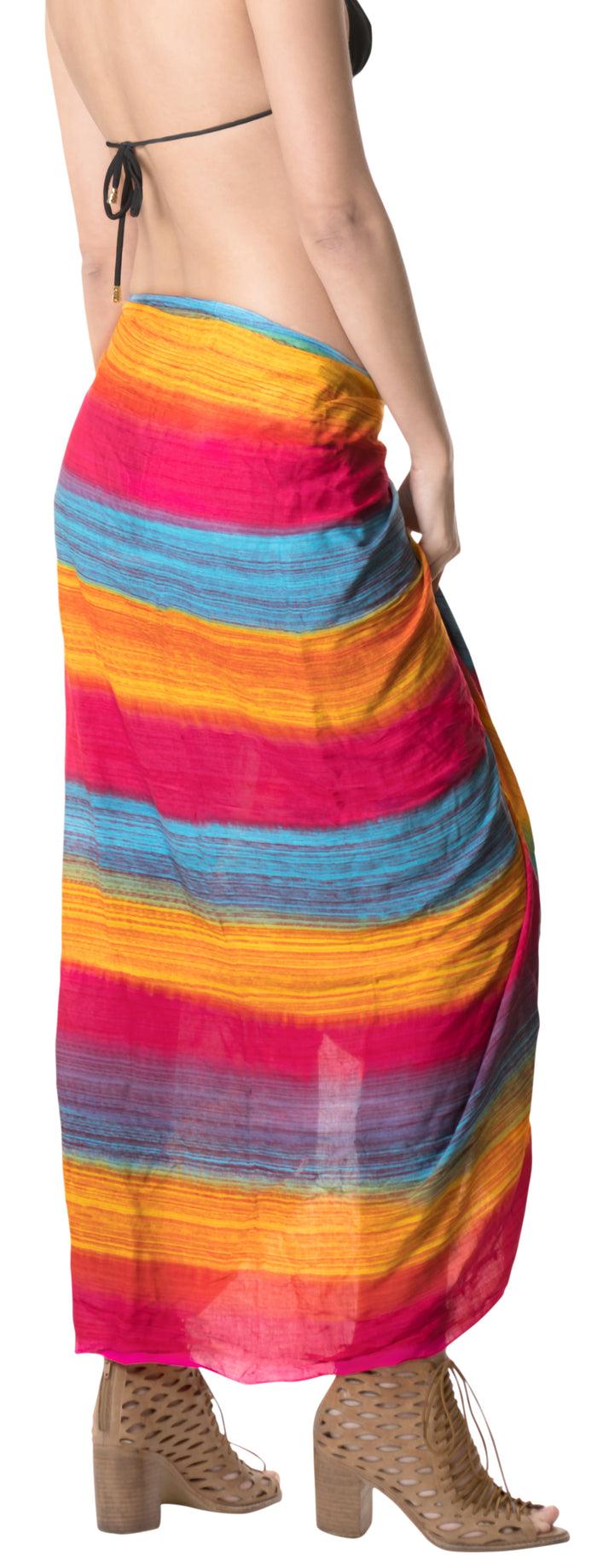 La Leela LA LEELA Swimsuit Bathing Beach Sarong Bikini Cover Up Tie Dye 78"X43" Pink_4483