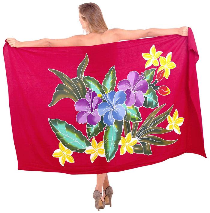 La Leela LA LEELA Swimsuit Cover-Up Sarong Beach Wrap Skirt Hawaiian Sarongs For Women Plus Size Large Maxi EJ