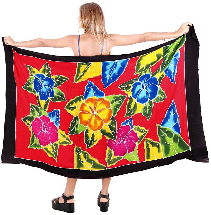 La Leela LA LEELA Swimsuit Cover-Up Sarong Beach Wrap Skirt Hawaiian Sarongs For Women Plus Size Large Maxi EJ