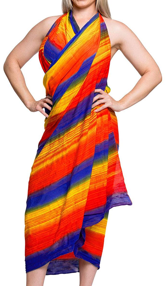 La Leela LA LEELA Swimsuit Cover-Up Sarong Beach Wrap Skirt Hawaiian Sarongs For Women Plus Size Large Maxi FI