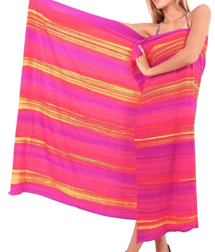 La Leela LA LEELA Swimsuit Cover-Up Sarong Beach Wrap Skirt Hawaiian Sarongs For Women Plus Size Large Maxi FI