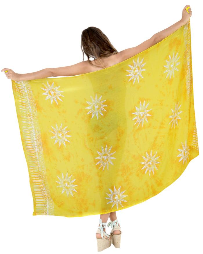 La Leela LA LEELA Swimwear Aloha Women Sarong Bikini Cover Up Printed 78"X43" Golden_4477