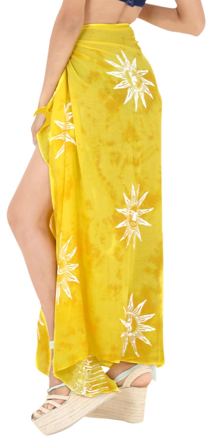 la leela LA LEELA Swimwear Aloha Women Sarong Bikini Cover up Printed 78"X43" Golden_4477