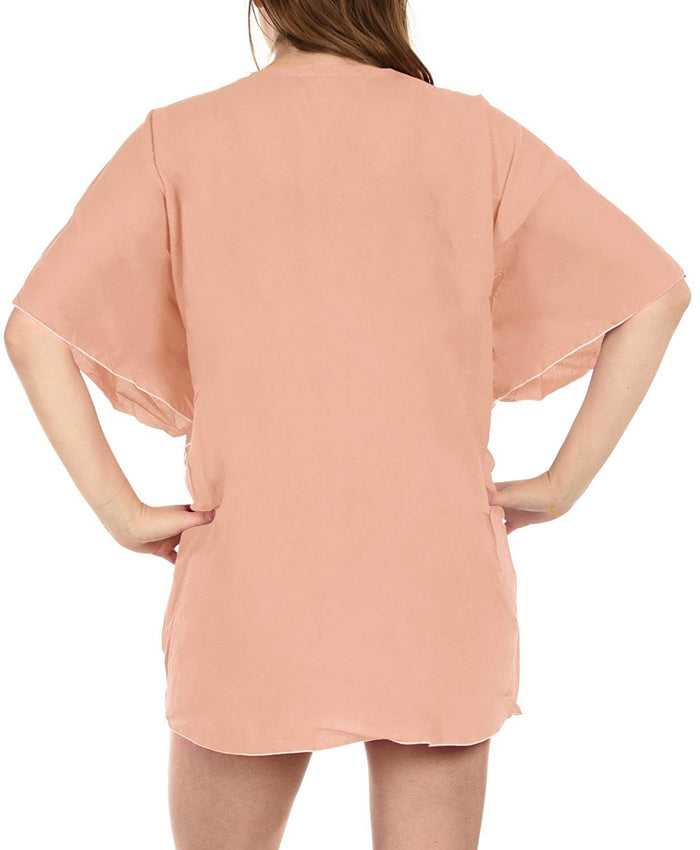 La Leela LA LEELA Swimwear Beach Bikini Cover Up Women Swimsuit Summer Dresses Solid