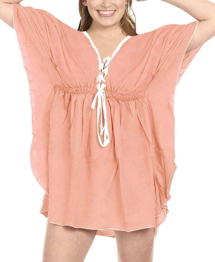 la leela LA LEELA Swimwear Beach Bikini Cover up Women Swimsuit Summer Dresses Solid