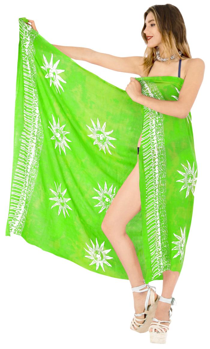 La Leela La Leela Swimwear Rayon Bathing Towel Women Wrap Swimsuit Sarong Printed 78"X43" Parrot Green_4479