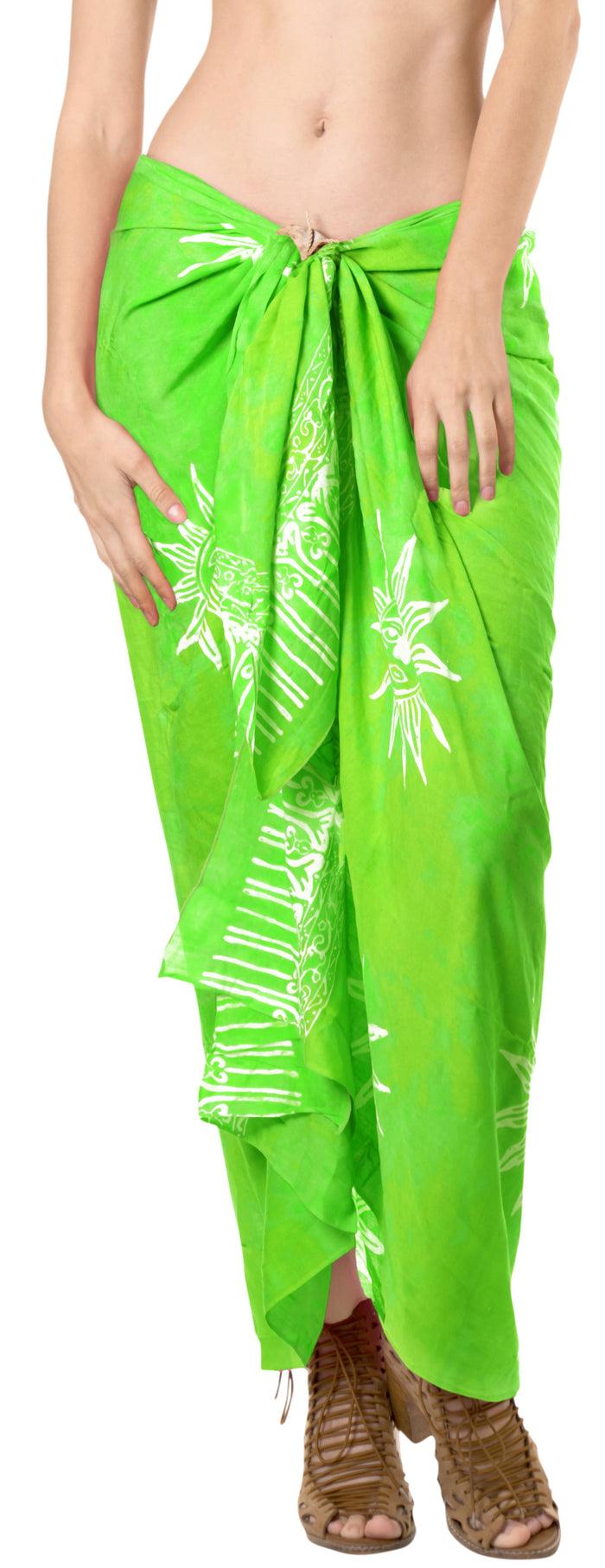 la leela La Leela Swimwear Rayon Bathing Towel Women Wrap Swimsuit Sarong Printed 78"X43" Parrot Green_4479