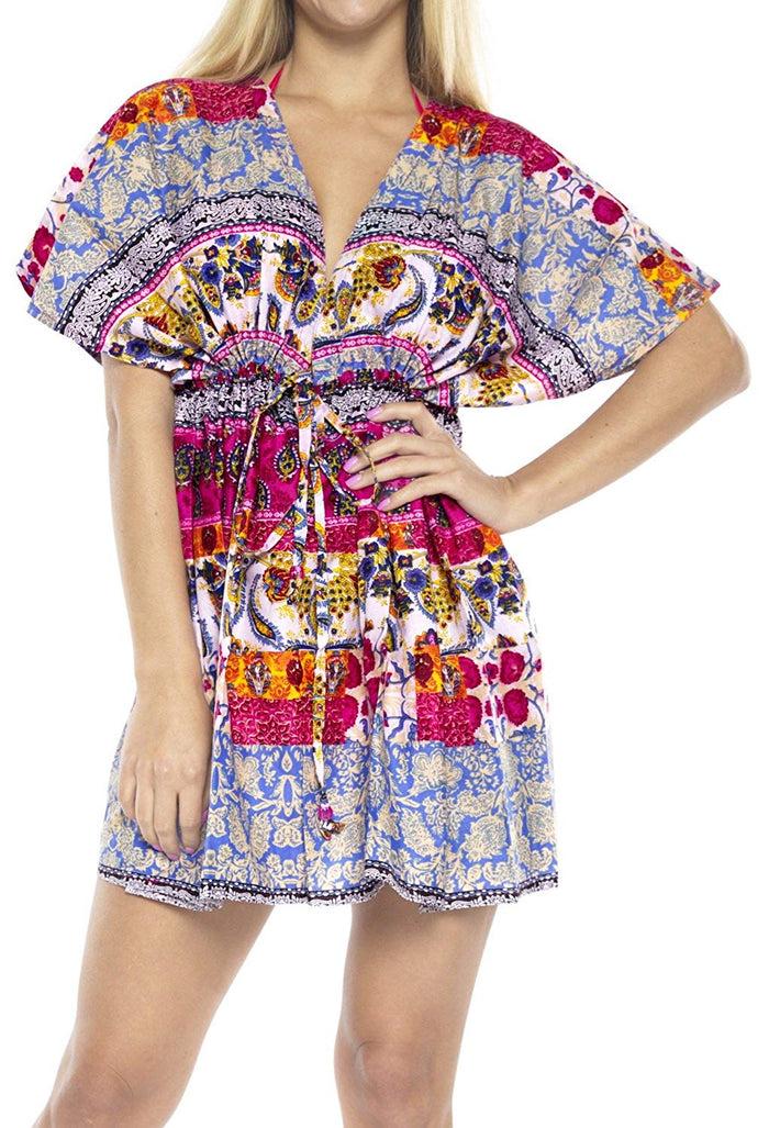 La Leela LA LEELA Swimwear Swimsuit Beach Bikini Cover Up Womens Summer Dress Tie Dye