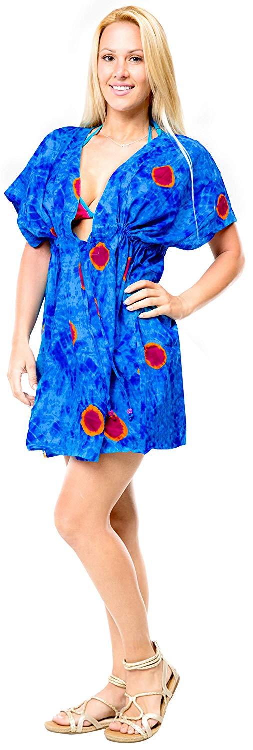 La Leela LA LEELA Swimwear Swimsuit Beach Bikini Cover Up Womens Summer Dress Tie Dye