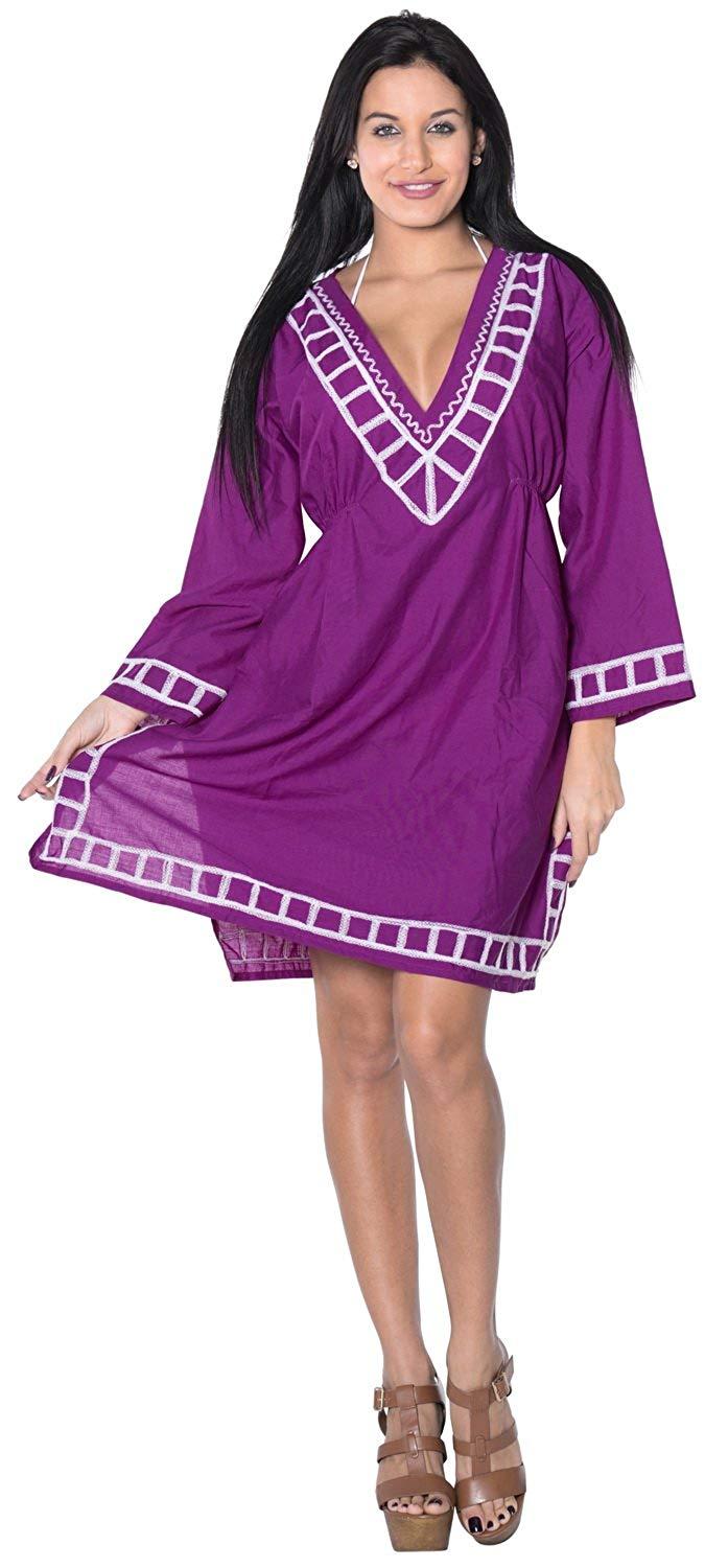 la leela LA LEELA Swimwear Swimsuit Beach Bikini Cover up Women Summer Dress Embroidery