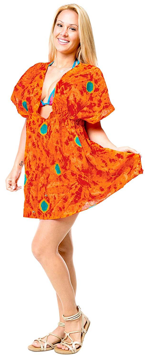 la leela LA LEELA Swimwear Swimsuit Beach Bikini Cover up Womens Summer Dress Tie Dye