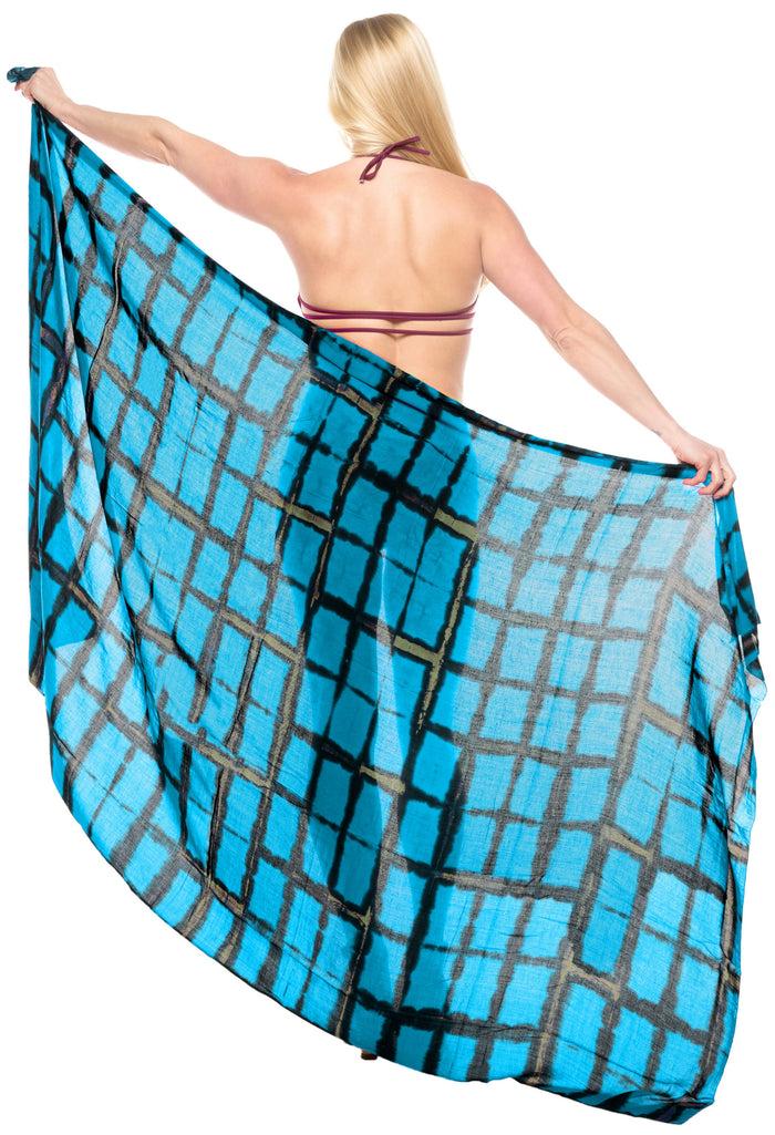 La Leela LA LEELA Swimwear Towel Women Wrap Sarong Bikini Cover Up Tie Dye 78"X43" Blue_4450