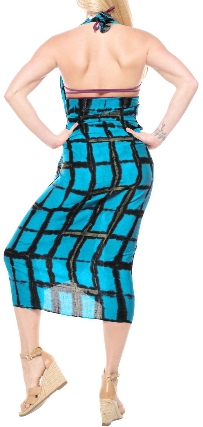 La Leela LA LEELA Swimwear Towel Women Wrap Sarong Bikini Cover Up Tie Dye 78"X43" Blue_4450