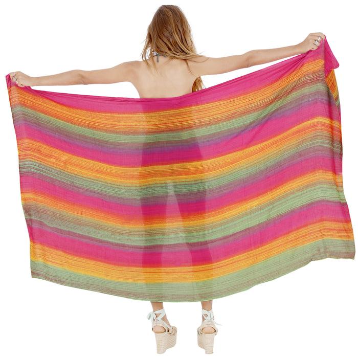 La Leela LA LEELA Swimwear Womens Scaf Sarong Bikini Cover Up Tie Dye 78"X43" Green_6816