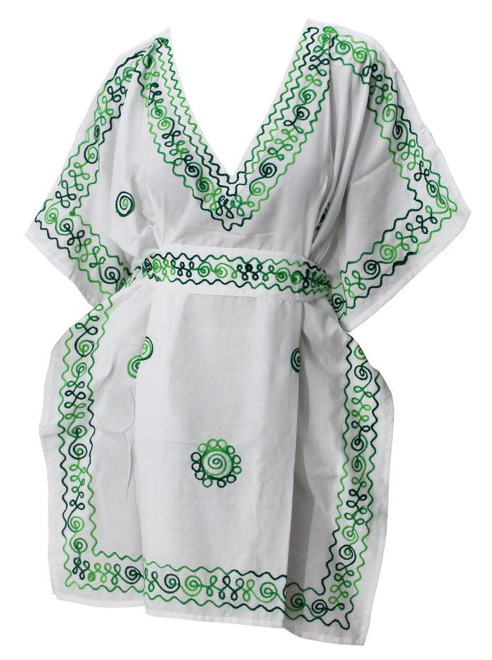 la leela La Leela Vintage Embroidered Bikini RAYON Swimwear Bikini Cover up TUNIC Green