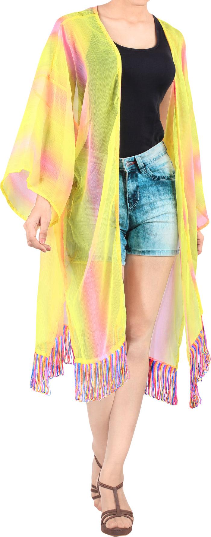 la leela LA LEELA Women Bathing Suit Beach Summer Kimono Maxi Dress US L-4X Yellow_V996