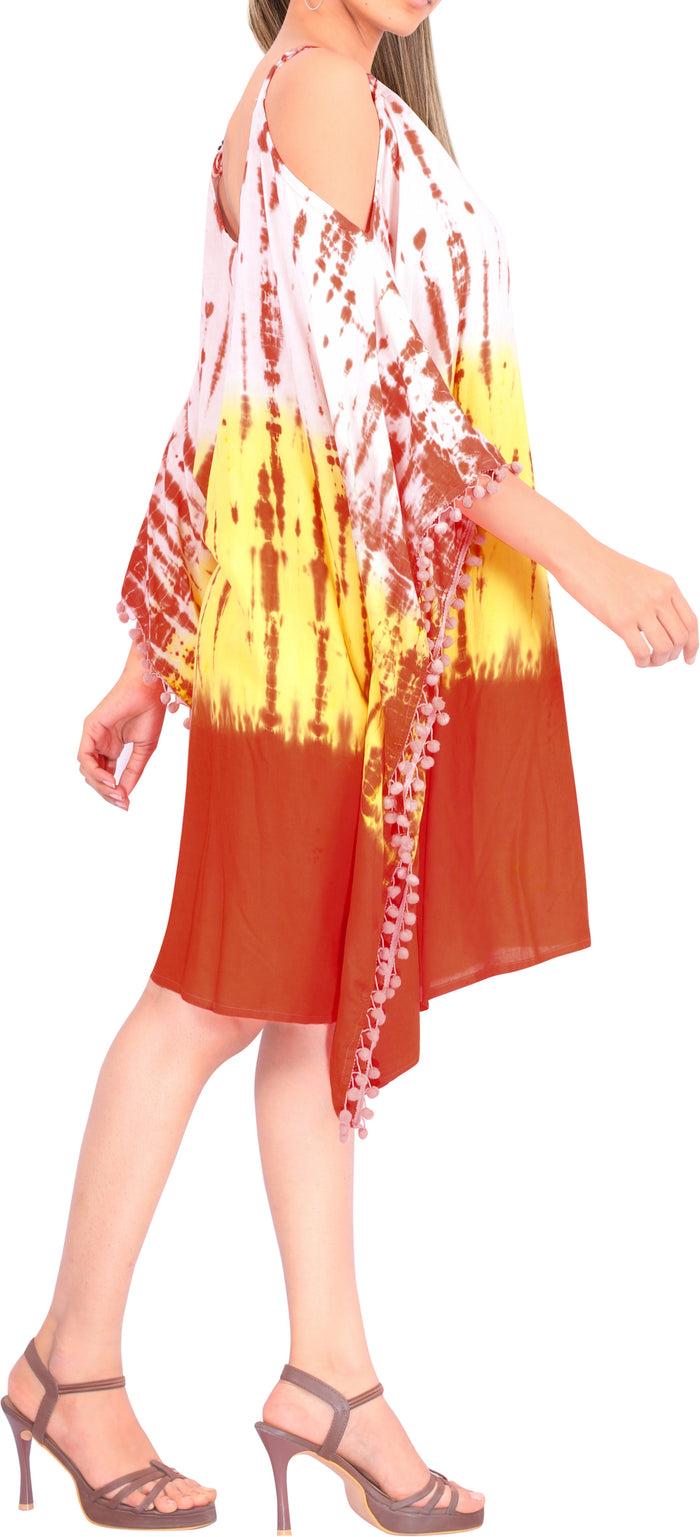 La Leela LA LEELA Women Bathing Suit Cover Up Bikini Pool Swimwear US 18-24 Orange_R258