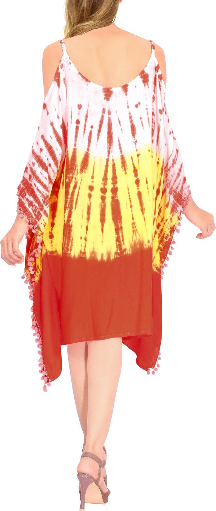 La Leela LA LEELA Women Bathing Suit Cover Up Bikini Pool Swimwear US 18-24 Orange_R258