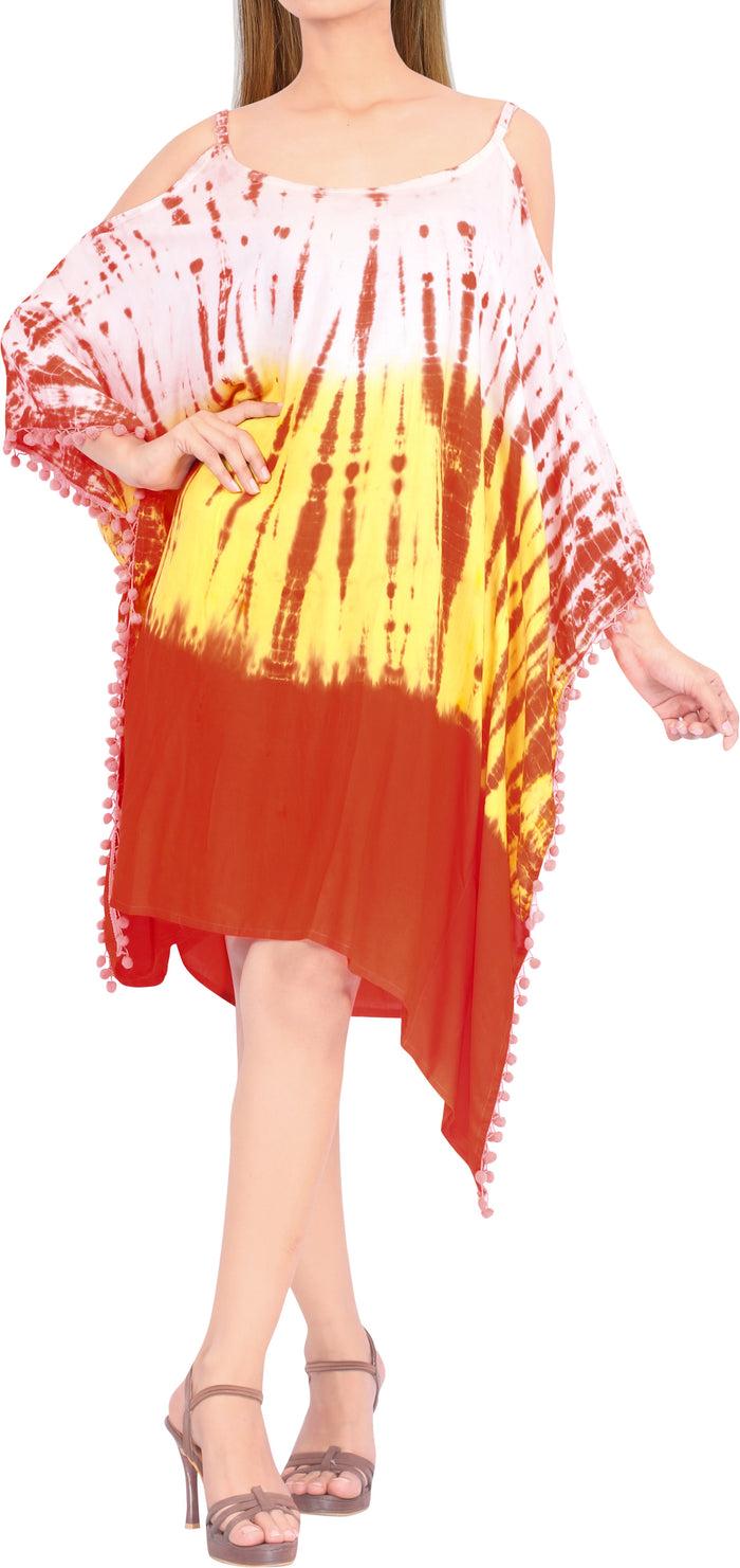 la leela LA LEELA Women Bathing Suit Cover Up Bikini Pool Swimwear US 18-24 Orange_R258