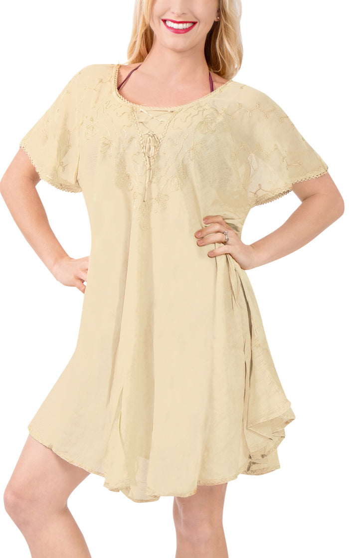 la leela LA LEELA Women Beach Spring Swing Prom Party Cocktail Dress US 10-16W Cream_A252