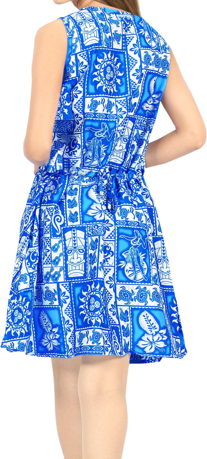 La Leela LA LEELA Women Beach Swimsuit Bikini Suit Cover Up Swimwear US 14 [L] Blue_U609