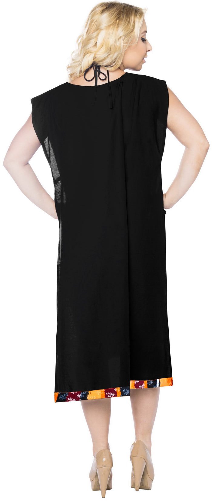 La Leela LA LEELA Women Beach Swimsuit For Women's Cover-up Printed Bikini Cover-Up Side Cut Green Solid Plain Black