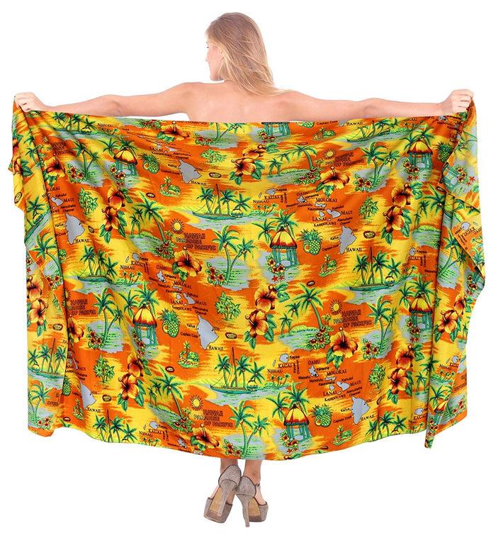 La Leela LA LEELA Women Beachwear Bikini Cover Up Wrap Dress Swimwear Sarong 6 ONE Size Printed