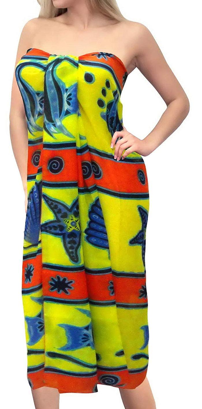 la leela LA LEELA Women Beachwear Bikini Coverup Wrap Pareo Swimwear Sarong 25 OneSize