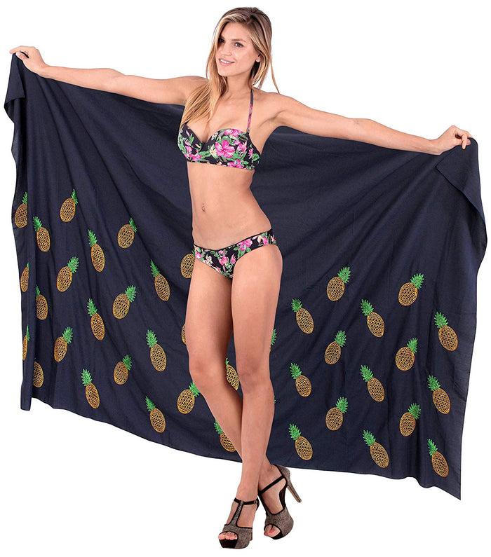 La Leela LA LEELA Women Beachwear Sarong Bikini Cover Up Wrap Dress Solid 1 ONE Size