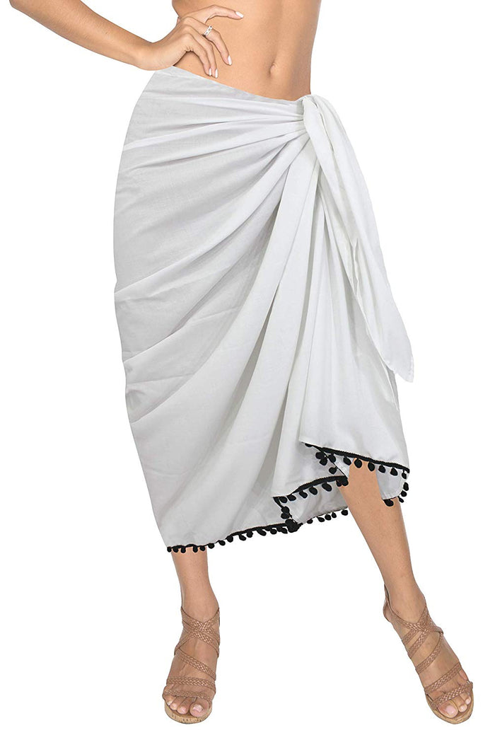 La Leela LA LEELA Women Beachwear Sarong Bikini Cover Up Wrap Dress Solid 5 ONE Size