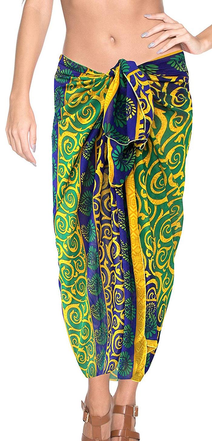 La Leela LA LEELA Women Bikini Cover Up Wrap Dress Swimwear Sarong Digital ONE Size