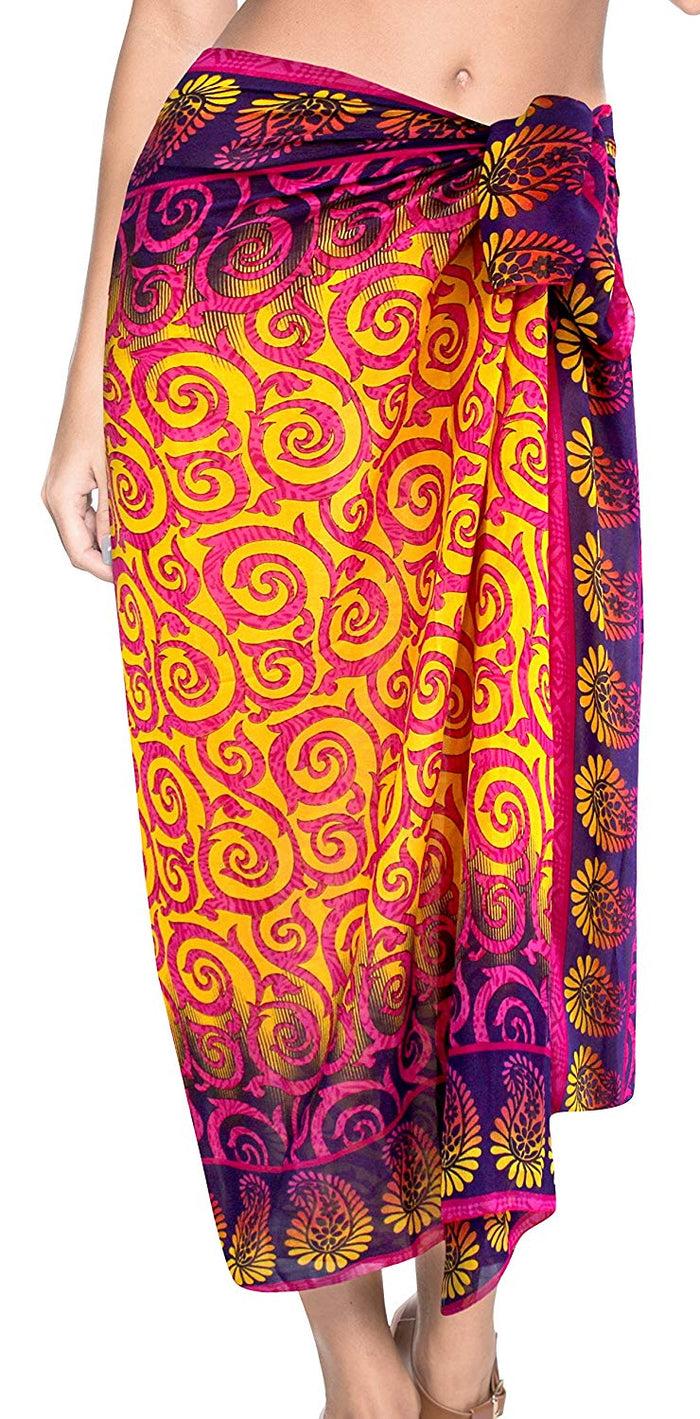 La Leela LA LEELA Women Bikini Cover Up Wrap Dress Swimwear Sarong Digital ONE Size