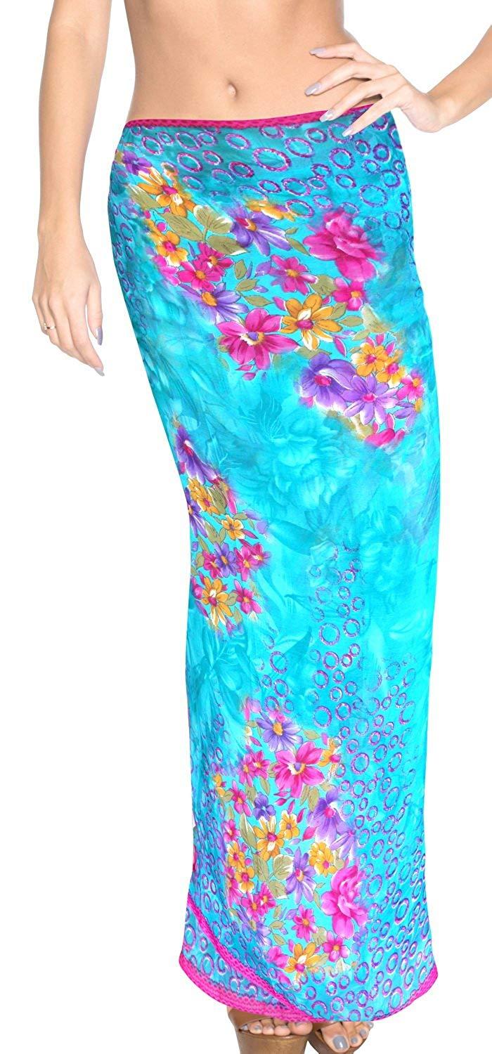 la leela LA LEELA Women Bikini Cover up Wrap Dress Swimwear Sarong Digital ONE Size