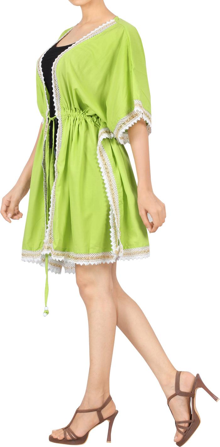 La Leela LA LEELA Women Bikini Kimono Beach Cover Up OSFM 16-30W [XL-5X] Light Green_X911