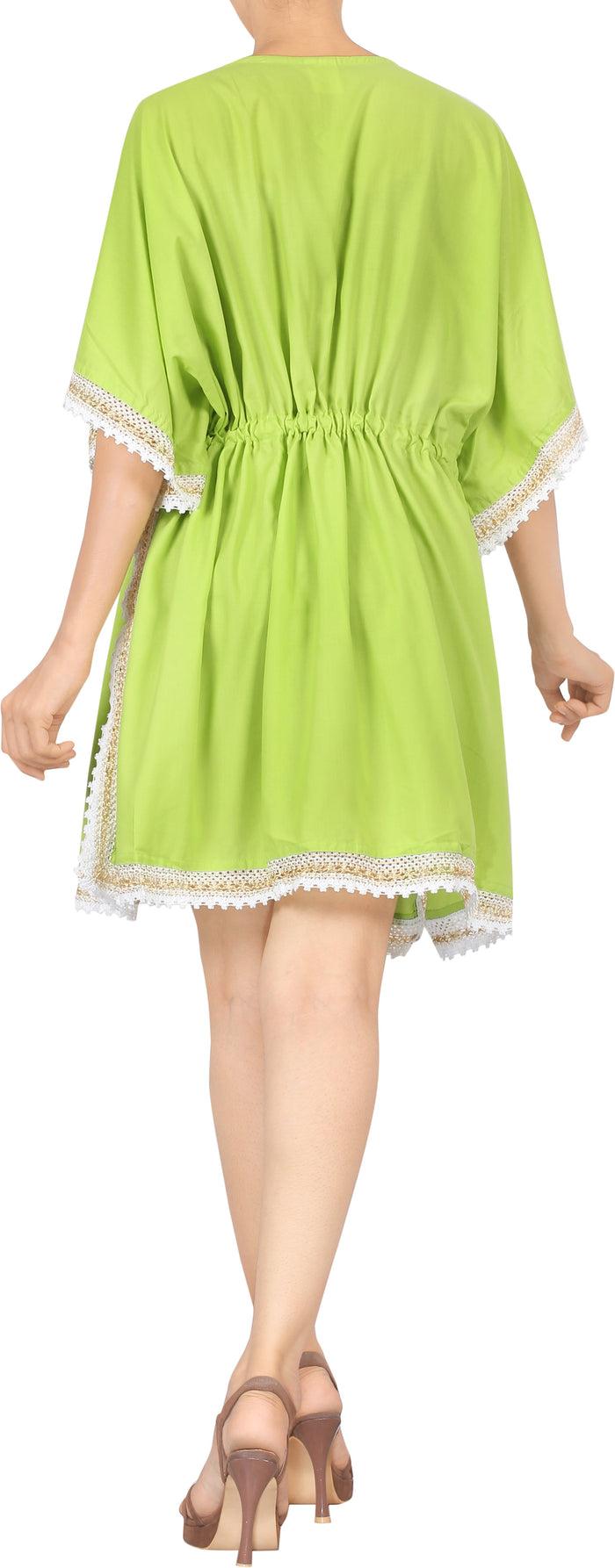 La Leela LA LEELA Women Bikini Kimono Beach Cover Up OSFM 16-30W [XL-5X] Light Green_X911