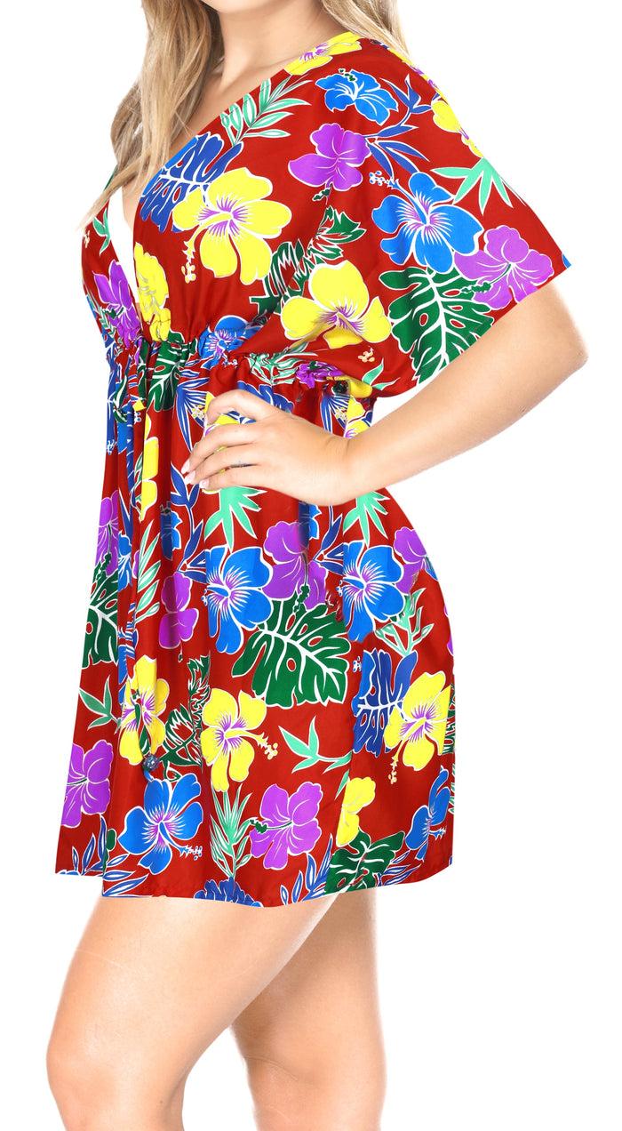 La Leela LA LEELA Women Bikini Swim Bathing Suit Cover Ups Red_X863 OSFM 14-24W [L- 3X]