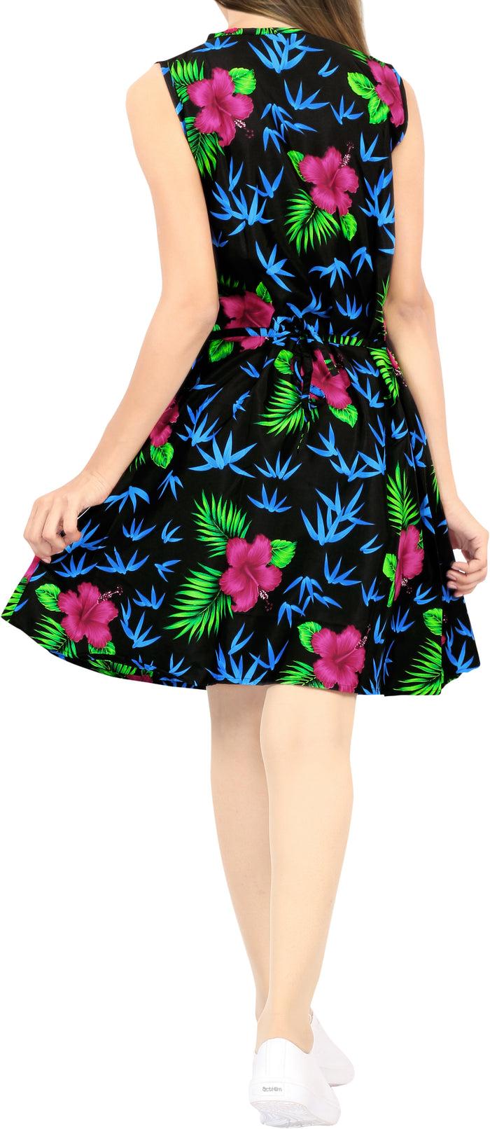 La Leela LA LEELA Women Boho Swimsuit Tops Beach Cover Ups Swimwear US 10 [M] Black_V267