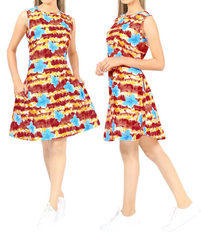 La Leela LA LEELA Women Casual Swimsuit Cover Up Beach Bikini Dress US 14 [L] Red_U140