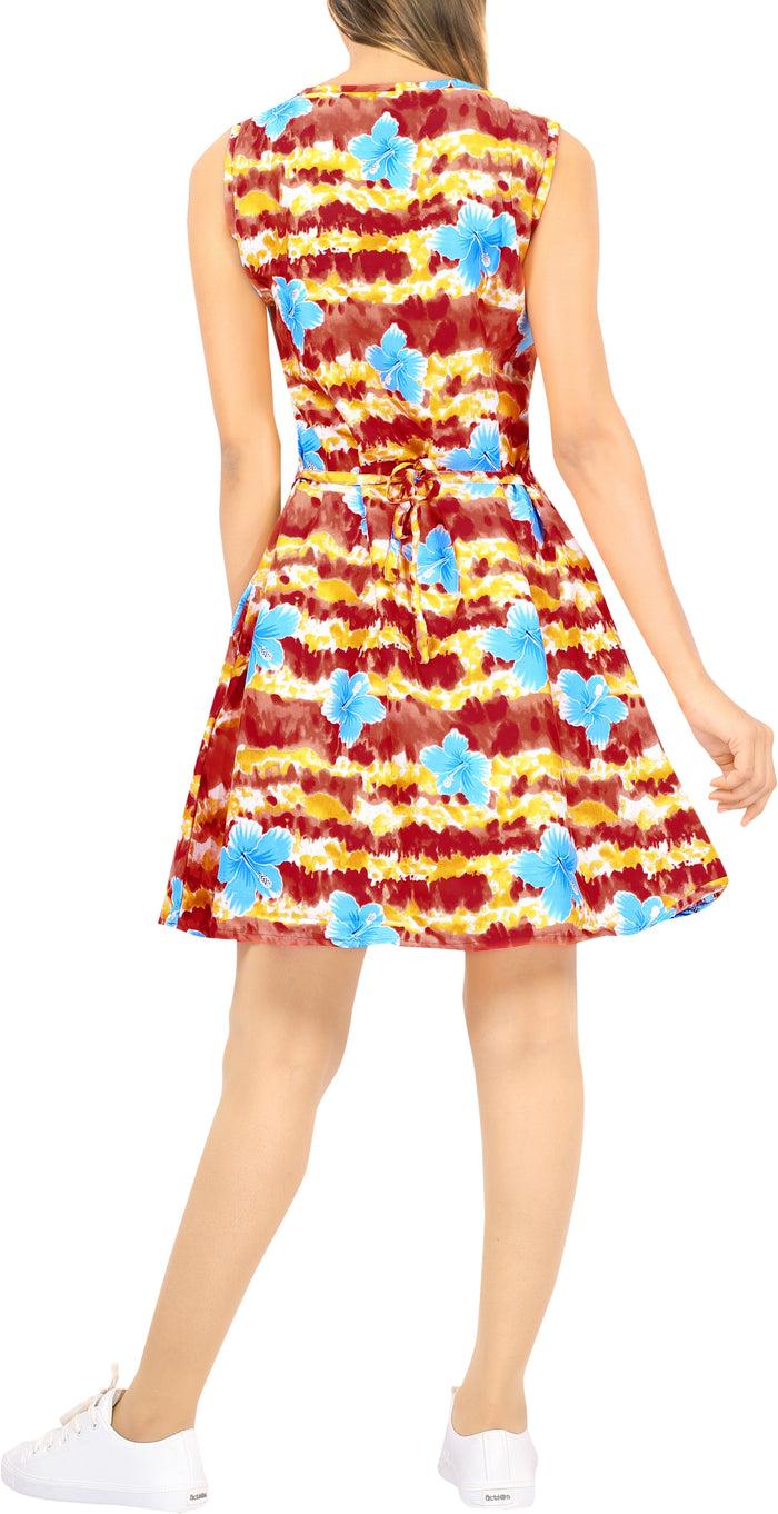 La Leela LA LEELA Women Casual Swimsuit Cover Up Beach Bikini Dress US 14 [L] Red_U140