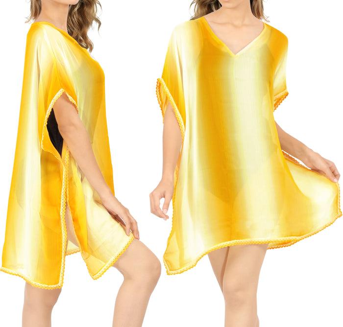 La Leela LA LEELA Women Kaftan Bikini Swimwear Cover Up Dress US 0-8 [XS- M] White_S360