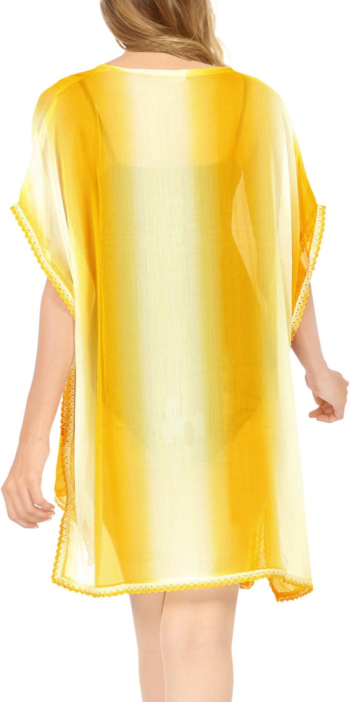 La Leela LA LEELA Women Kaftan Bikini Swimwear Cover Up Dress US 0-8 [XS- M] White_S360