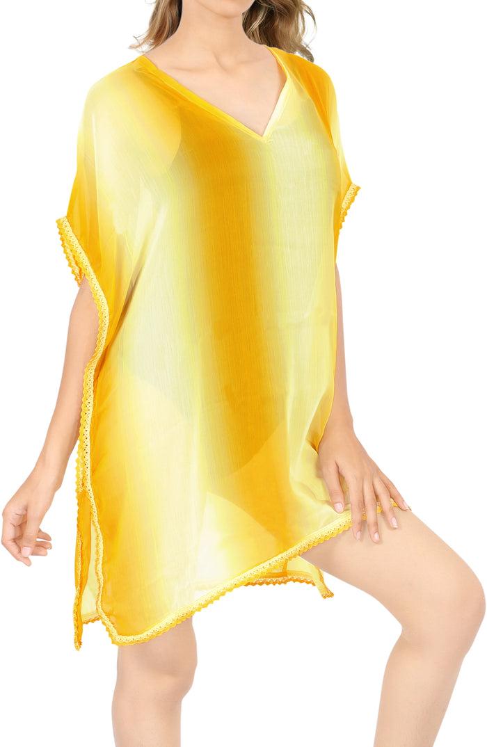 la leela LA LEELA Women Kaftan Bikini Swimwear Cover Up Dress US 0-8 [XS- M] White_S360