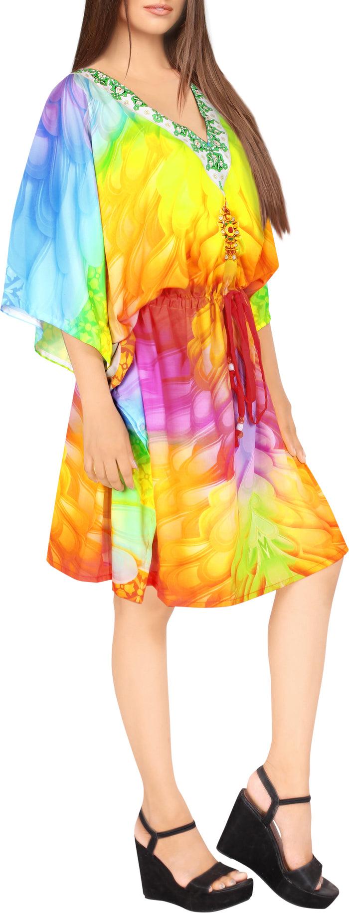 La Leela La Leela Women's Abstract Printed Likre Beach Coverup -One Size Fits The Most (3X-4X)