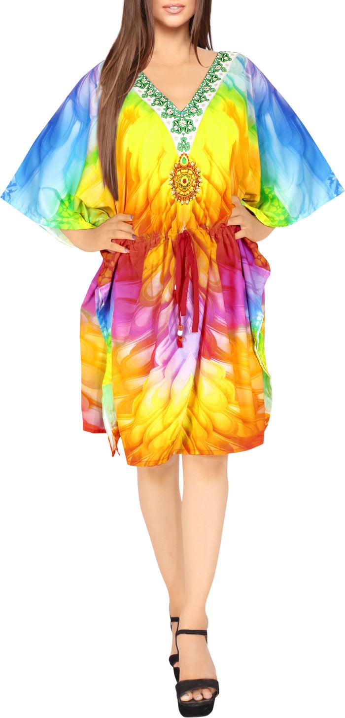 la leela La Leela Women's Abstract Printed Likre Beach Coverup -One Size Fits The Most (3X-4X)