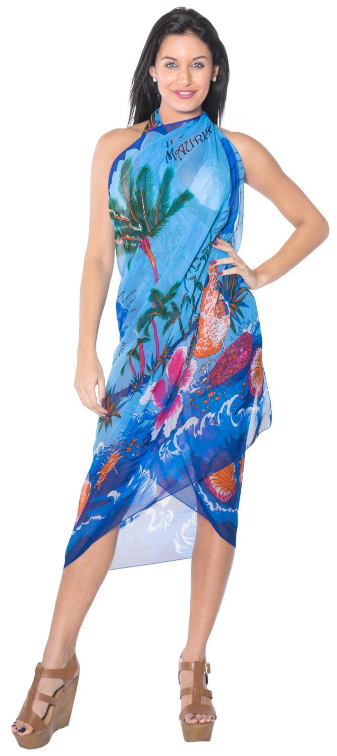 La Leela LA LEELA Women's Beach Cover Up Bikini Sarong Swimsuit Wrap 69"x42" Teal_E173