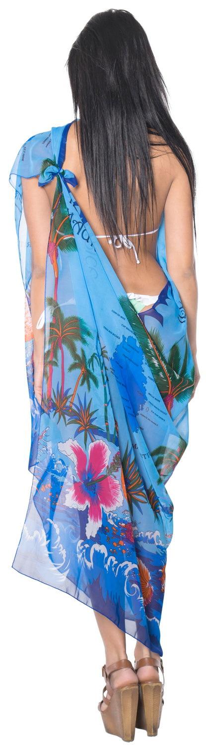La Leela LA LEELA Women's Beach Cover Up Bikini Sarong Swimsuit Wrap 69"x42" Teal_E173
