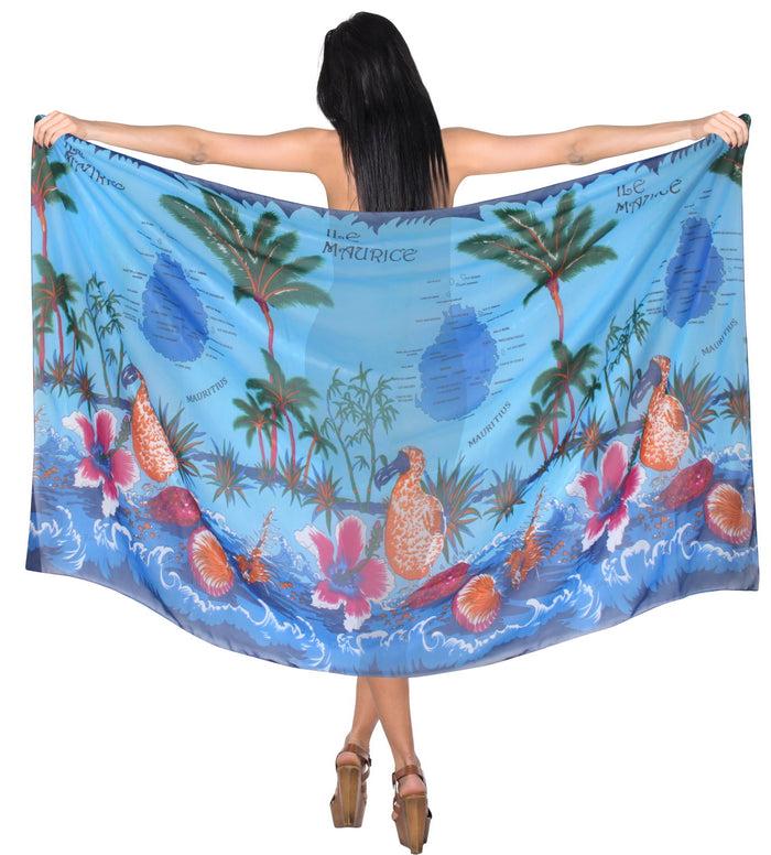 la leela LA LEELA Women's Beach Cover Up Bikini Sarong Swimsuit Wrap 69"x42" Teal_E173