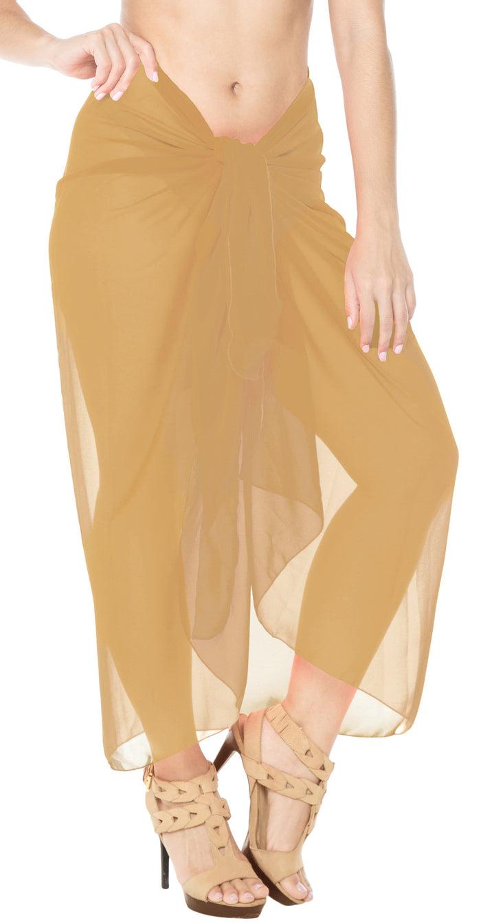 La Leela LA LEELA Women's Beach Cover Up Sarong Swimsuit Coverup Pareo 78"x42" Beige_G177