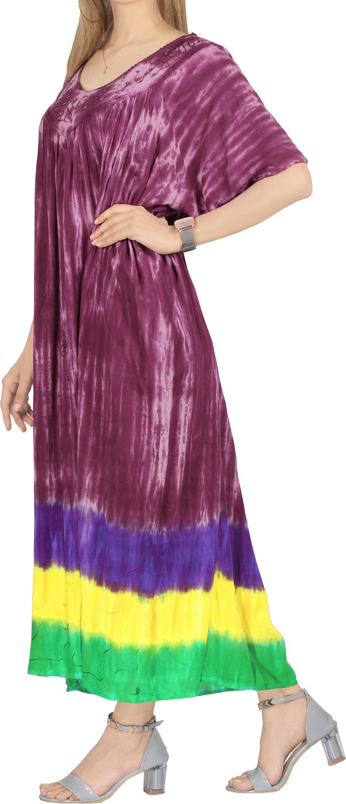 La Leela LA LEELA Women's Beach Dress Casual Loose Swing Sundress US 14-24W Maroon_P603